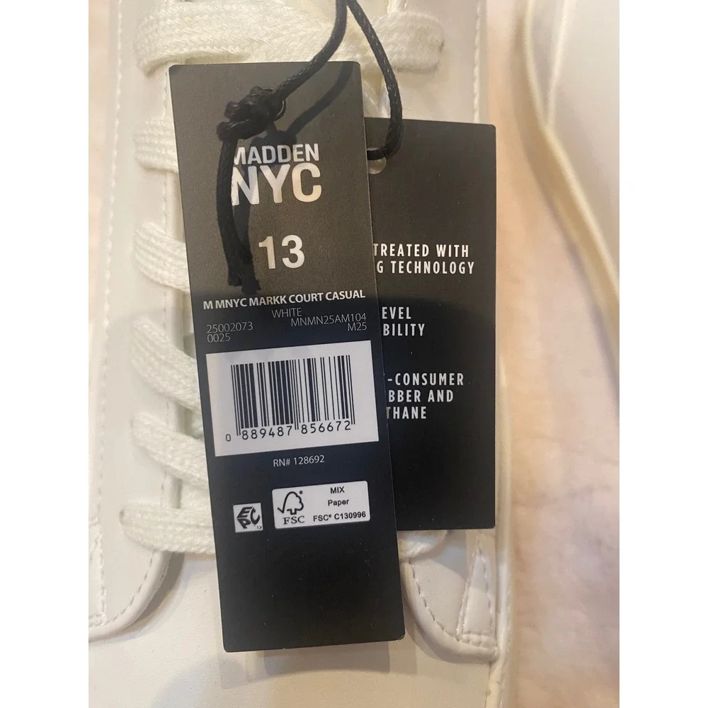 Madden NYC Markk Court Casual Mens White Sneakers Size 13 Low Top Shoes NEW
